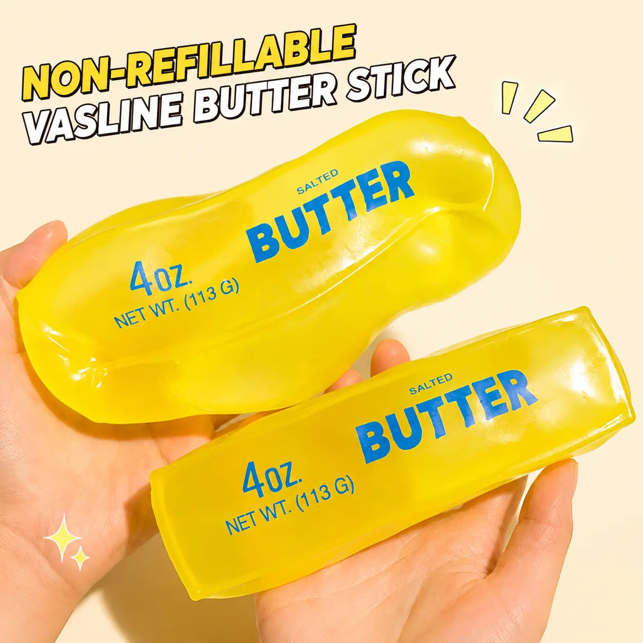Large Petroleum Jelly-Filled Butter Stick Squishy - Ultra-Soft Moldable Shape Stress Relief Toy, Office Decor, Adult Party Gift