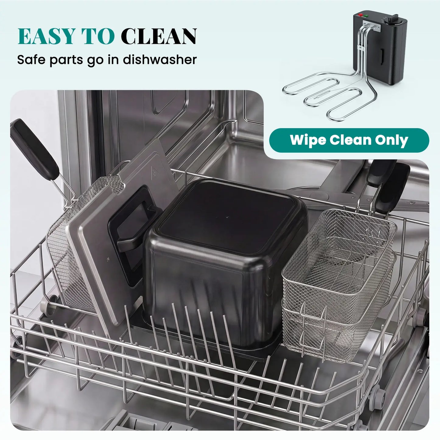 3/5L Professional Deep Fryer with 3 Baskets, 3/5L Large Capacity Electric Fryer for Home Use, 1800W Fast Heating 304 Stainless Steel Oil Fryer with Lid and View Window, Adjustable Temperature Control 265°F-375°F for French Fries, Chicken, Shrimp