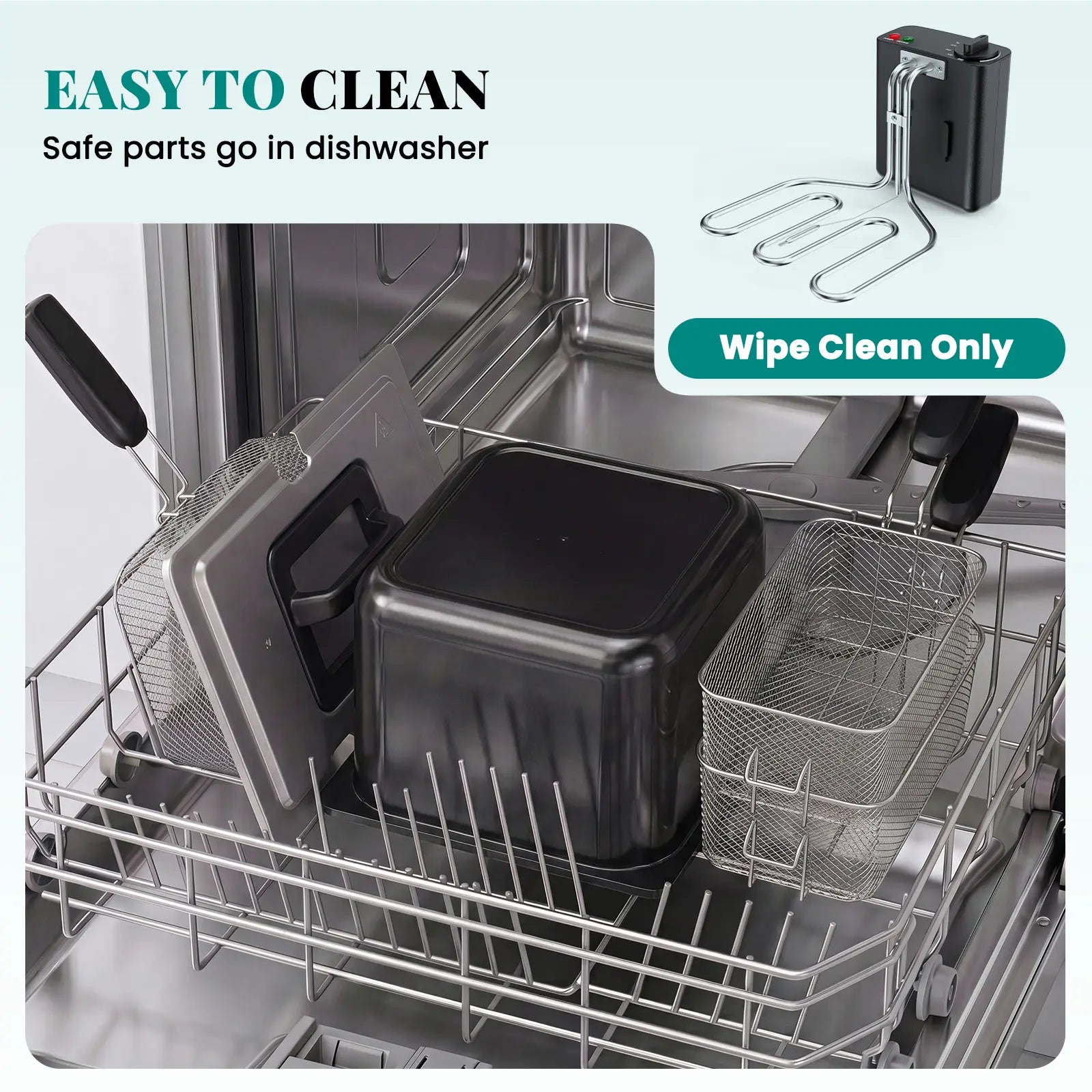 3/5L Professional Deep Fryer with 3 Baskets, 3/5L Large Capacity Electric Fryer for Home Use, 1800W Fast Heating 304 Stainless Steel Oil Fryer with Lid and View Window, Adjustable Temperature Control 265°F-375°F for French Fries, Chicken, Shrimp