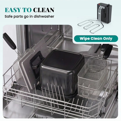 3/5L Professional Deep Fryer with 3 Baskets, 3/5L Large Capacity Electric Fryer for Home Use, 1800W Fast Heating 304 Stainless Steel Oil Fryer with Lid and View Window, Adjustable Temperature Control 265°F-375°F for French Fries, Chicken, Shrimp