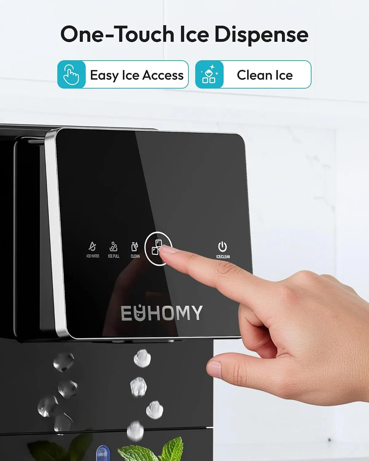 EUHOMY Countertop Nugget Ice Maker | 40Lbs/24H Pebble Sonic Ice Machine, Self-Cleaning Dispenser Ice Maker for Home Office Kitchen