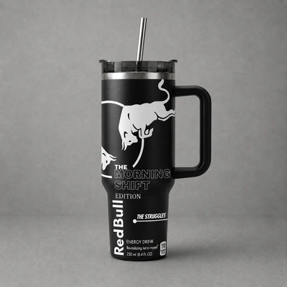 Rbull FULL COLOR EDITION Tumbler with Handle - Energy Tumbler for Extreme Sports Athlete - 20Oz/40Oz Energy Drink, Insulated Travel Mug with Straw Lid Portable Water Bottles Drinkware