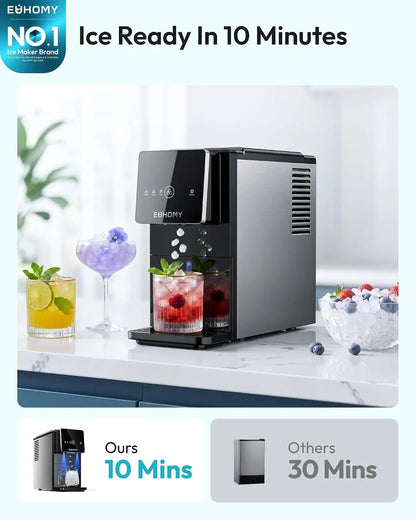 EUHOMY Countertop Nugget Ice Maker | 40Lbs/24H Pebble Sonic Ice Machine, Self-Cleaning Dispenser Ice Maker for Home Office Kitchen