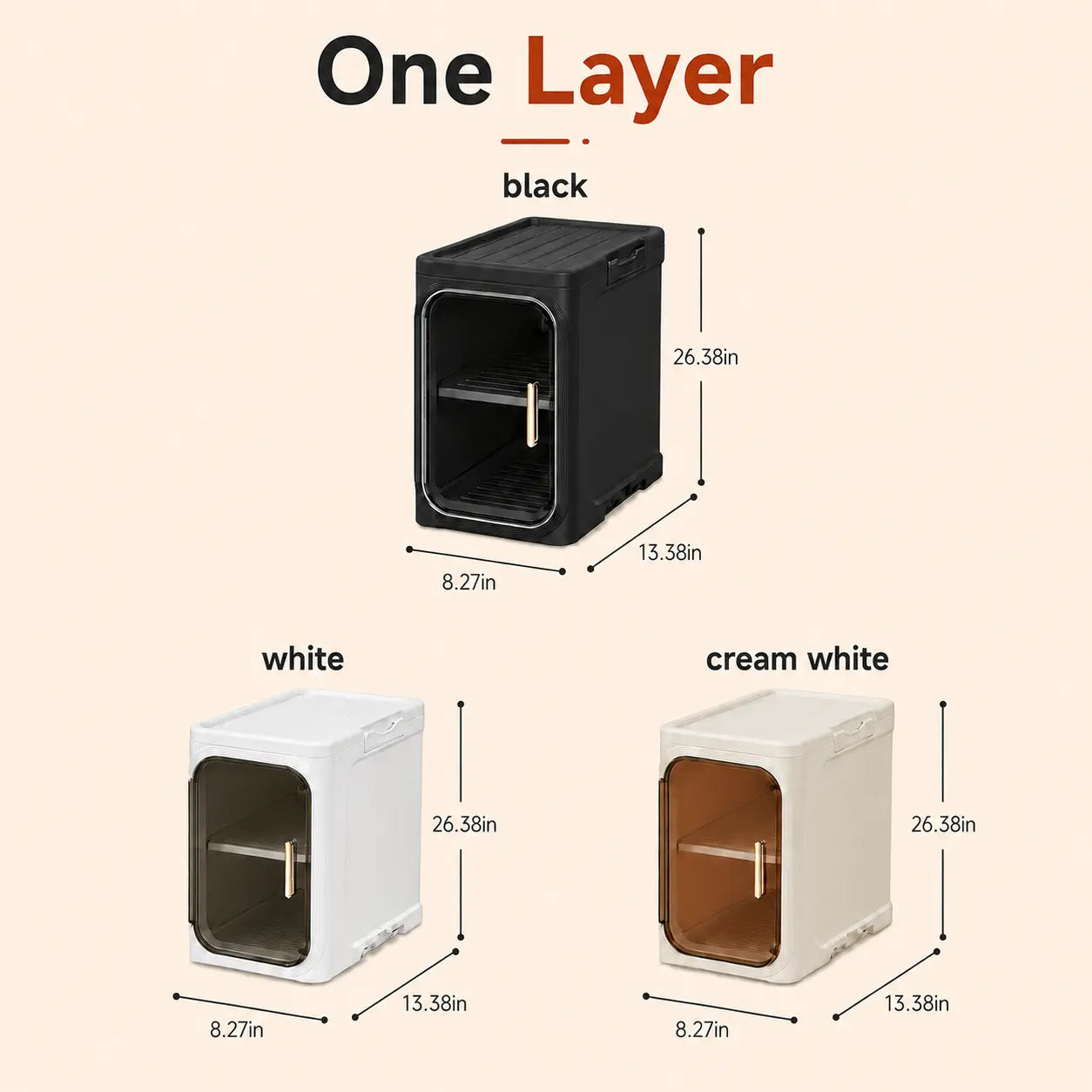 ONAIL Four-Layer Tall and Narrow Storage Cabinet, Made of Plastic, with a Slim Design, Doors and Adjustable Shelves, Wheels, Stackable and Foldable, Suitable for Small Spaces, Bathroom and Kitchen