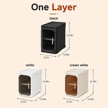 ONAIL Four-Layer Tall and Narrow Storage Cabinet, Made of Plastic, with a Slim Design, Doors and Adjustable Shelves, Wheels, Stackable and Foldable, Suitable for Small Spaces, Bathroom and Kitchen