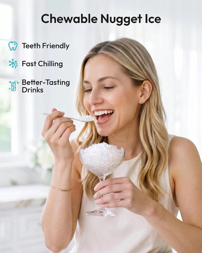 EUHOMY Countertop Nugget Ice Maker | 40Lbs/24H Pebble Sonic Ice Machine, Self-Cleaning Dispenser Ice Maker for Home Office Kitchen