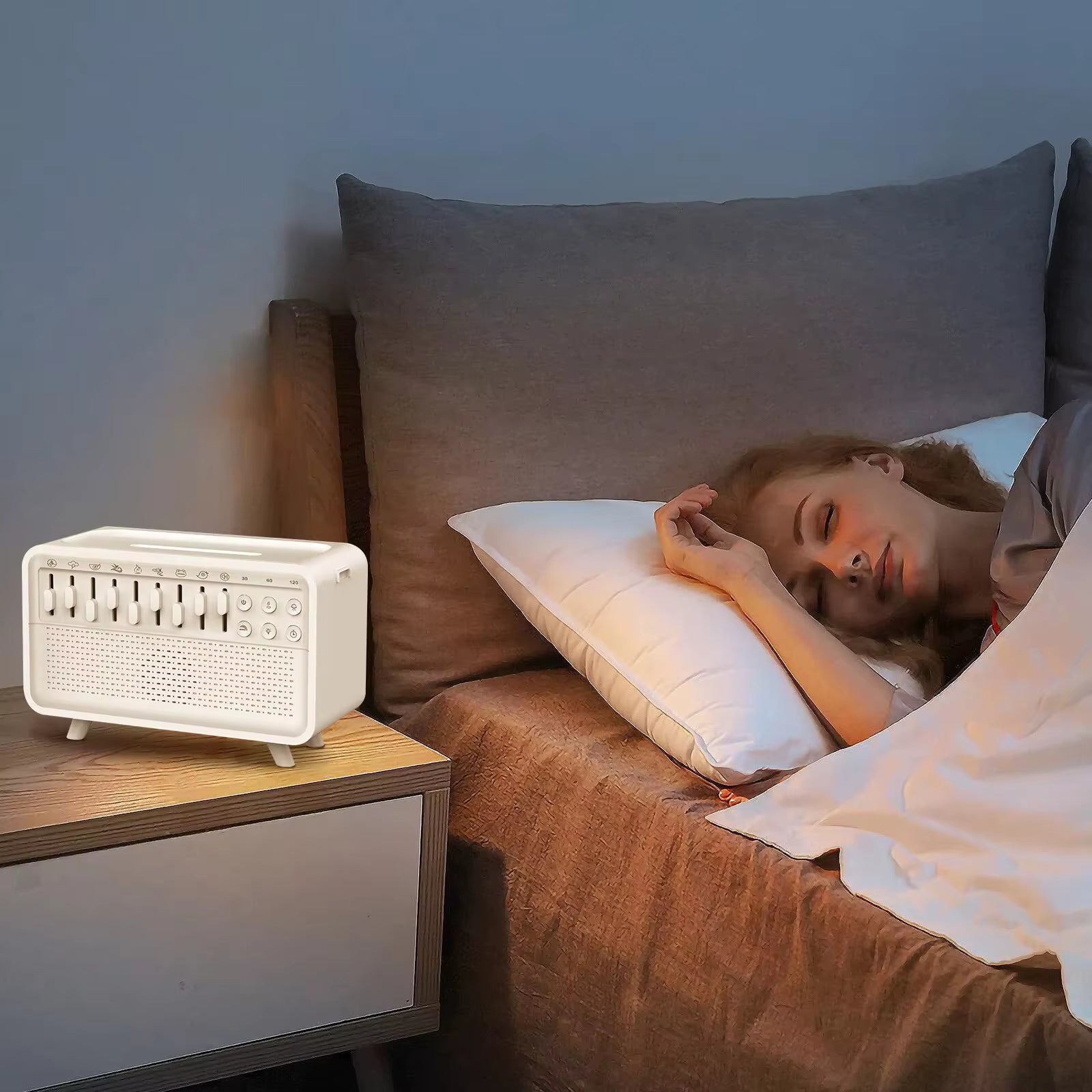 4 in 1 HIFI Bluetooth Speaker LED White Noise Speaker White Noise Sleep Aid Night Light Humidifier Machine with 8 Nature Sounds