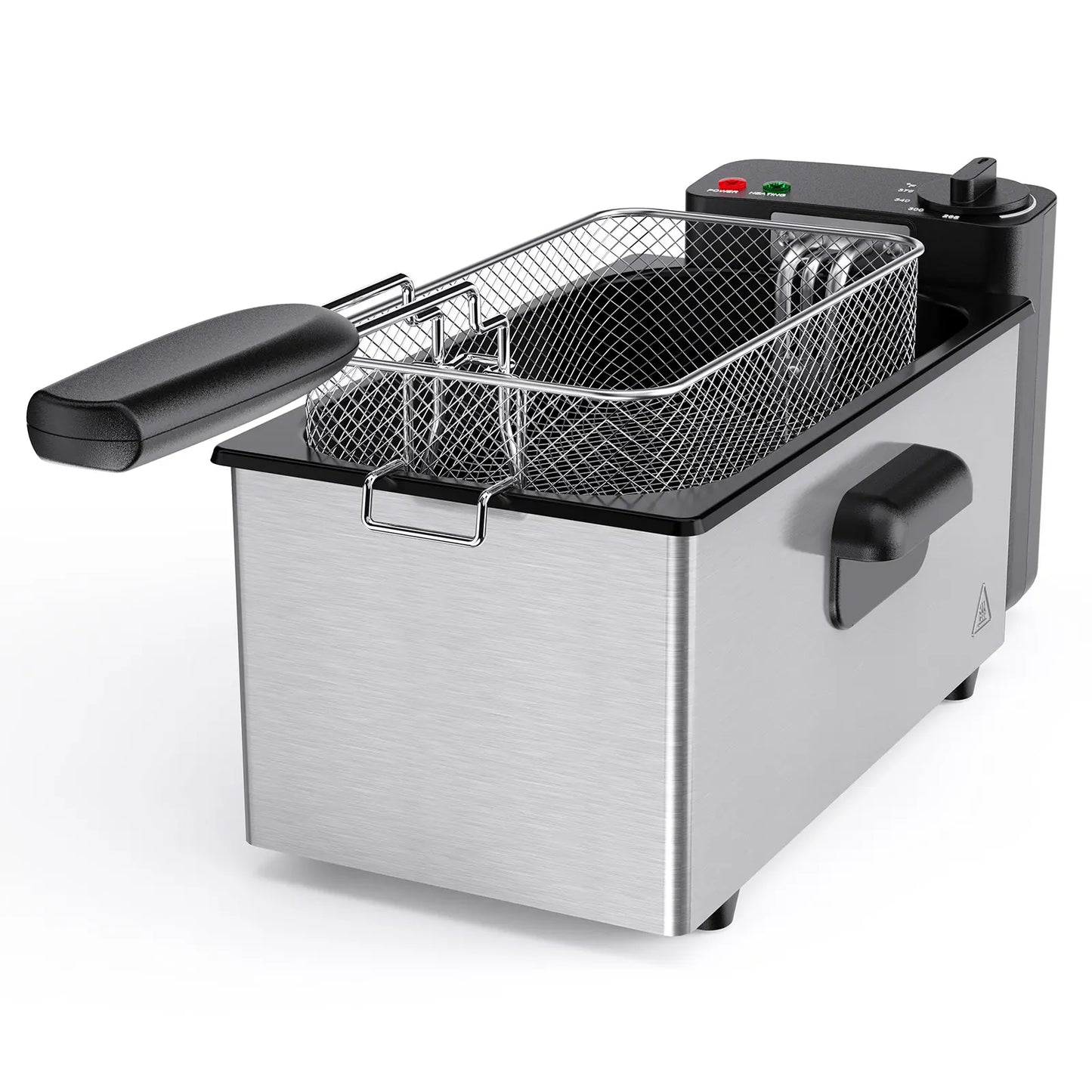 3/5L Professional Deep Fryer with 3 Baskets, 3/5L Large Capacity Electric Fryer for Home Use, 1800W Fast Heating 304 Stainless Steel Oil Fryer with Lid and View Window, Adjustable Temperature Control 265°F-375°F for French Fries, Chicken, Shrimp