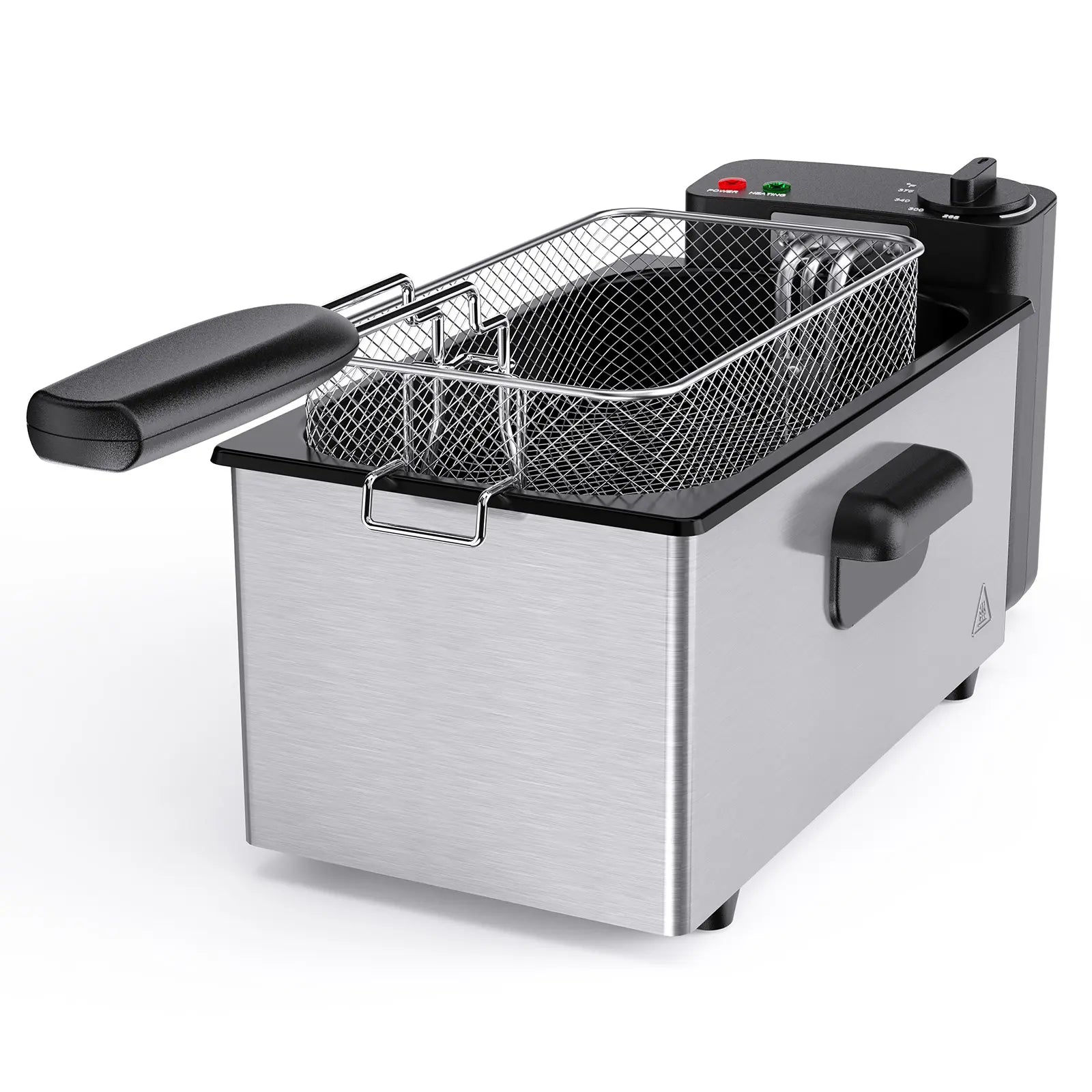3/5L Professional Deep Fryer with 3 Baskets, 3/5L Large Capacity Electric Fryer for Home Use, 1800W Fast Heating 304 Stainless Steel Oil Fryer with Lid and View Window, Adjustable Temperature Control 265°F-375°F for French Fries, Chicken, Shrimp