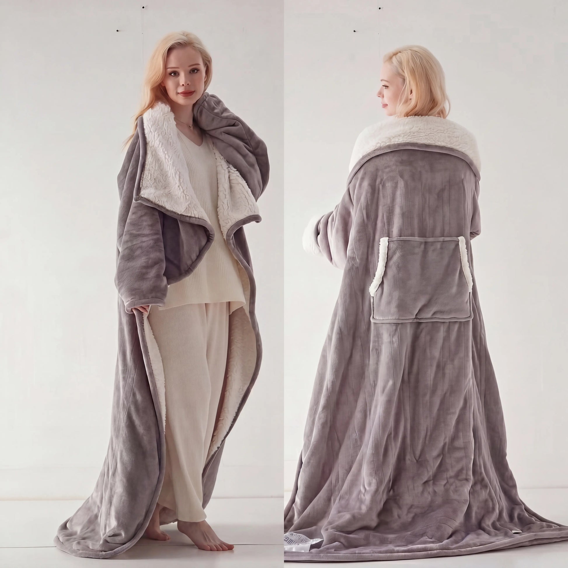 Cosybay Wearable Blanket Robe, Double-Sided Plush Flannel & Sherpa Lined Wrap Blanket with Back Pocket, Cozy Warm Wearable Throw Blanket for Lounging, Perfect Gift for Halloween Costume, 50X66Inch #Halloweenfinds #Tiktokshopbacktoschool #Dormtour