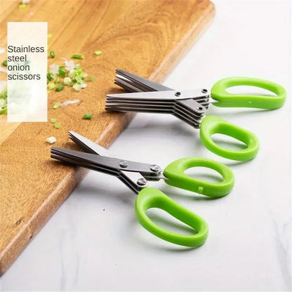 Stainless Steel Multi-Tool Kitchen Shears - 5-Layer Rust-Resist Steel Cutting Tool with Bottle Opener, Nutcracker, Can Opener, Compact Ergonomic Handle for Less Hand Fatigue, Home, Barbecue, Long Life Meats & Veggies Use