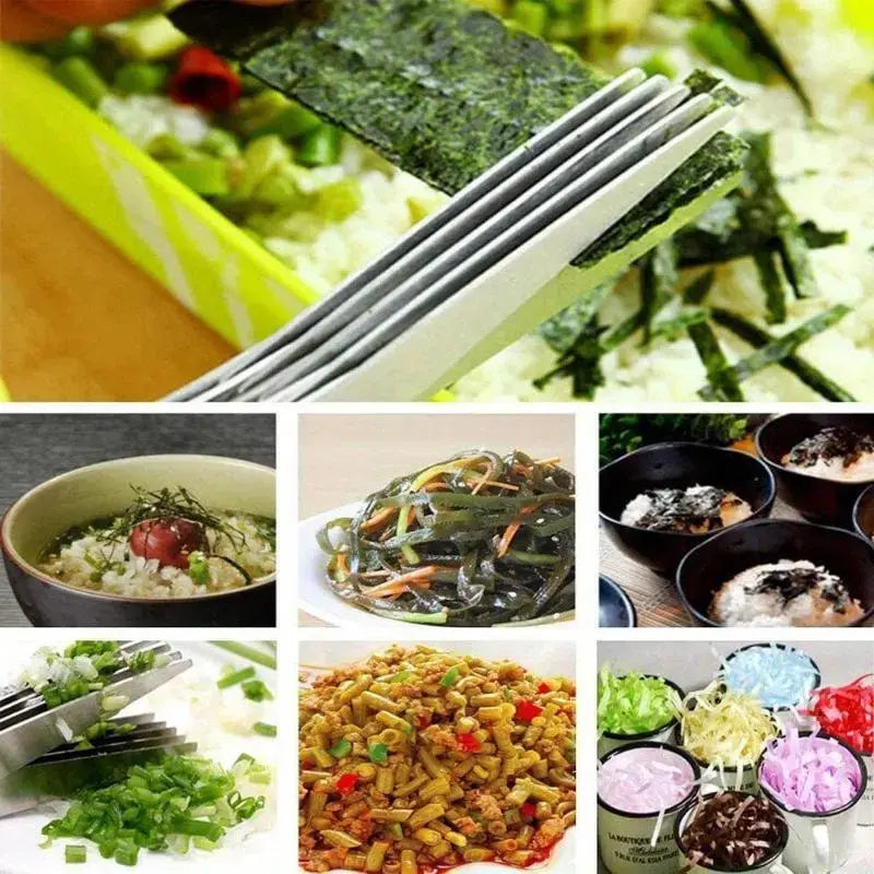 Stainless Steel Multi-Tool Kitchen Shears - 5-Layer Rust-Resist Steel Cutting Tool with Bottle Opener, Nutcracker, Can Opener, Compact Ergonomic Handle for Less Hand Fatigue, Home, Barbecue, Long Life Meats & Veggies Use