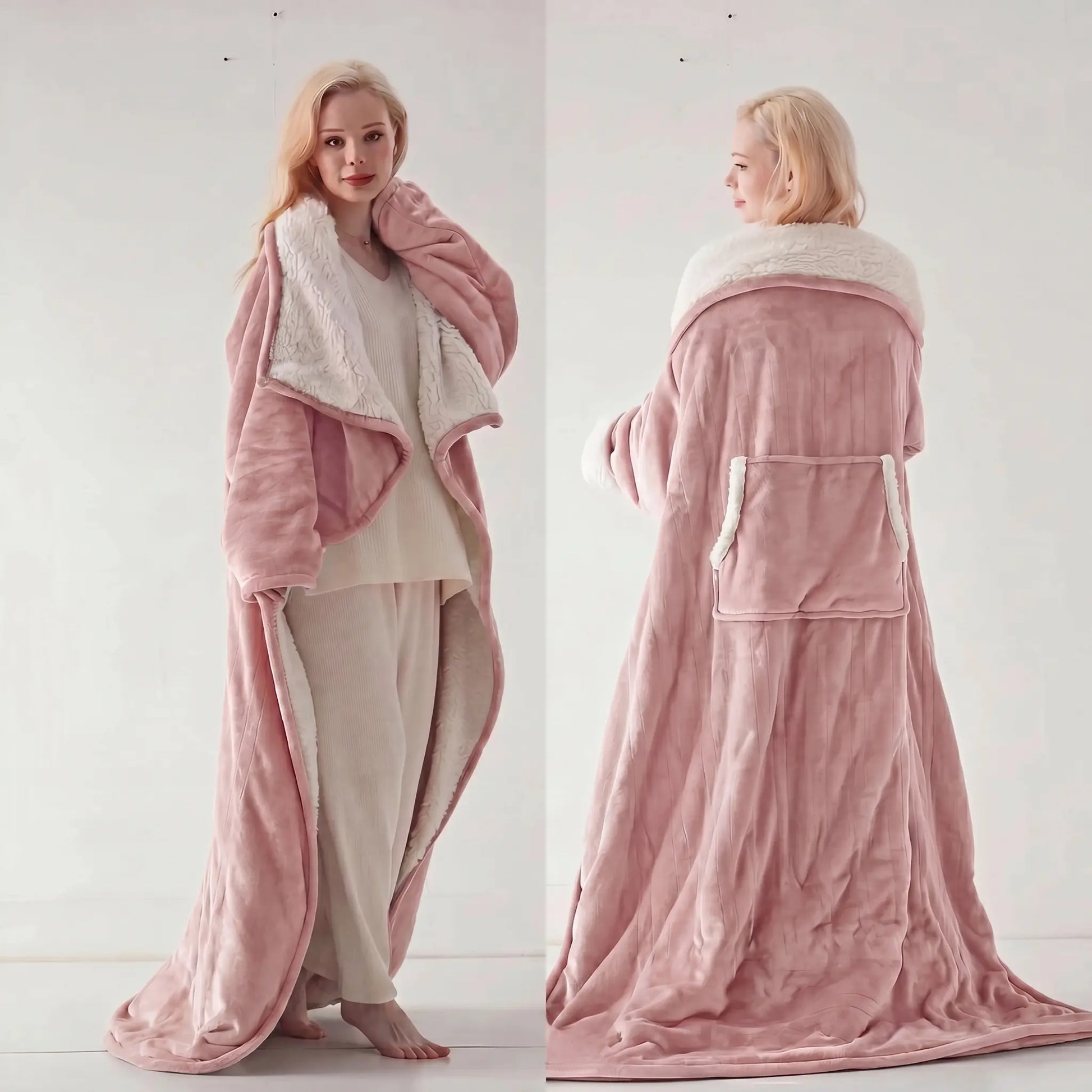 Cosybay Wearable Blanket Robe, Double-Sided Plush Flannel & Sherpa Lined Wrap Blanket with Back Pocket, Cozy Warm Wearable Throw Blanket for Lounging, Perfect Gift for Halloween Costume, 50X66Inch #Halloweenfinds #Tiktokshopbacktoschool #Dormtour