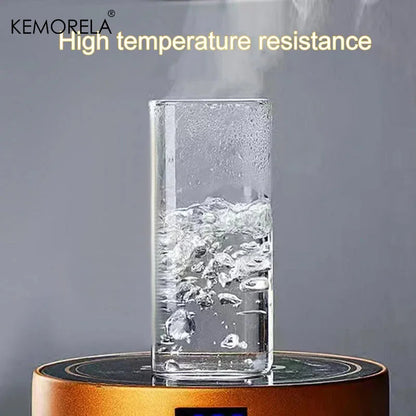 1/2Pc Square Heat Resistant Coffee Glass Cup with Lid and Straw Transparent Milk Tea Juice Cup Coffee Mug for Home Bar Drinkware