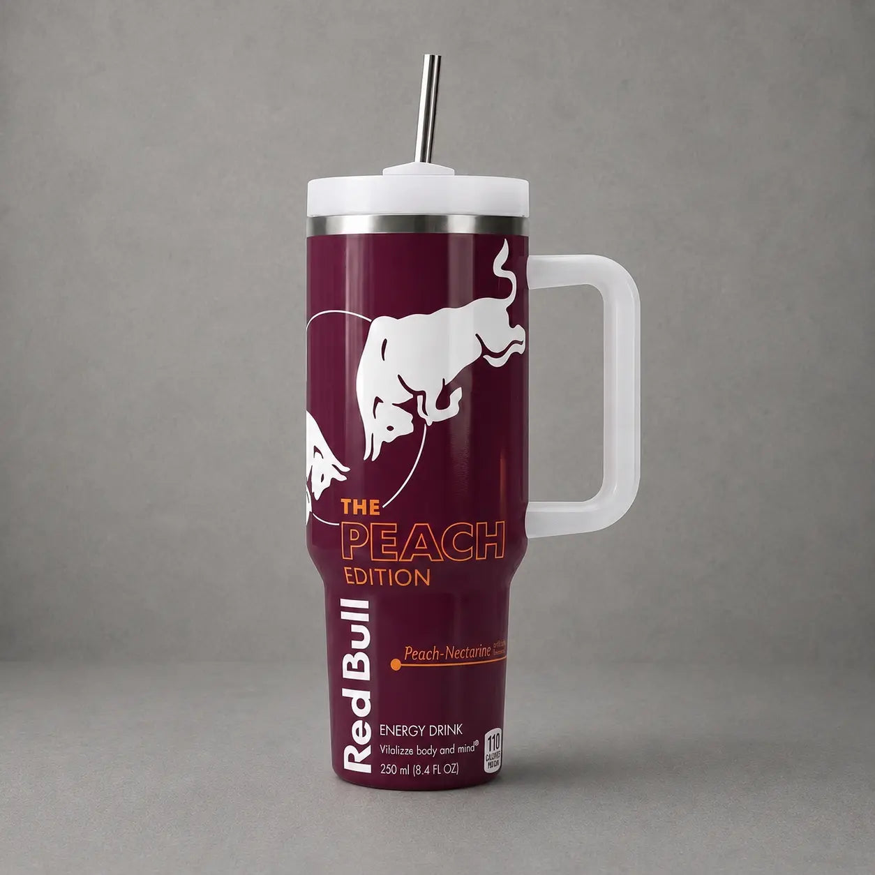 Rbull FULL COLOR EDITION Tumbler with Handle - Energy Tumbler for Extreme Sports Athlete - 20Oz/40Oz Energy Drink, Insulated Travel Mug with Straw Lid Portable Water Bottles Drinkware