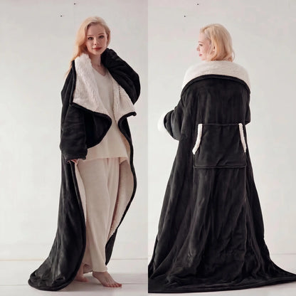 Cosybay Wearable Blanket Robe, Double-Sided Plush Flannel & Sherpa Lined Wrap Blanket with Back Pocket, Cozy Warm Wearable Throw Blanket for Lounging, Perfect Gift for Halloween Costume, 50X66Inch #Halloweenfinds #Tiktokshopbacktoschool #Dormtour