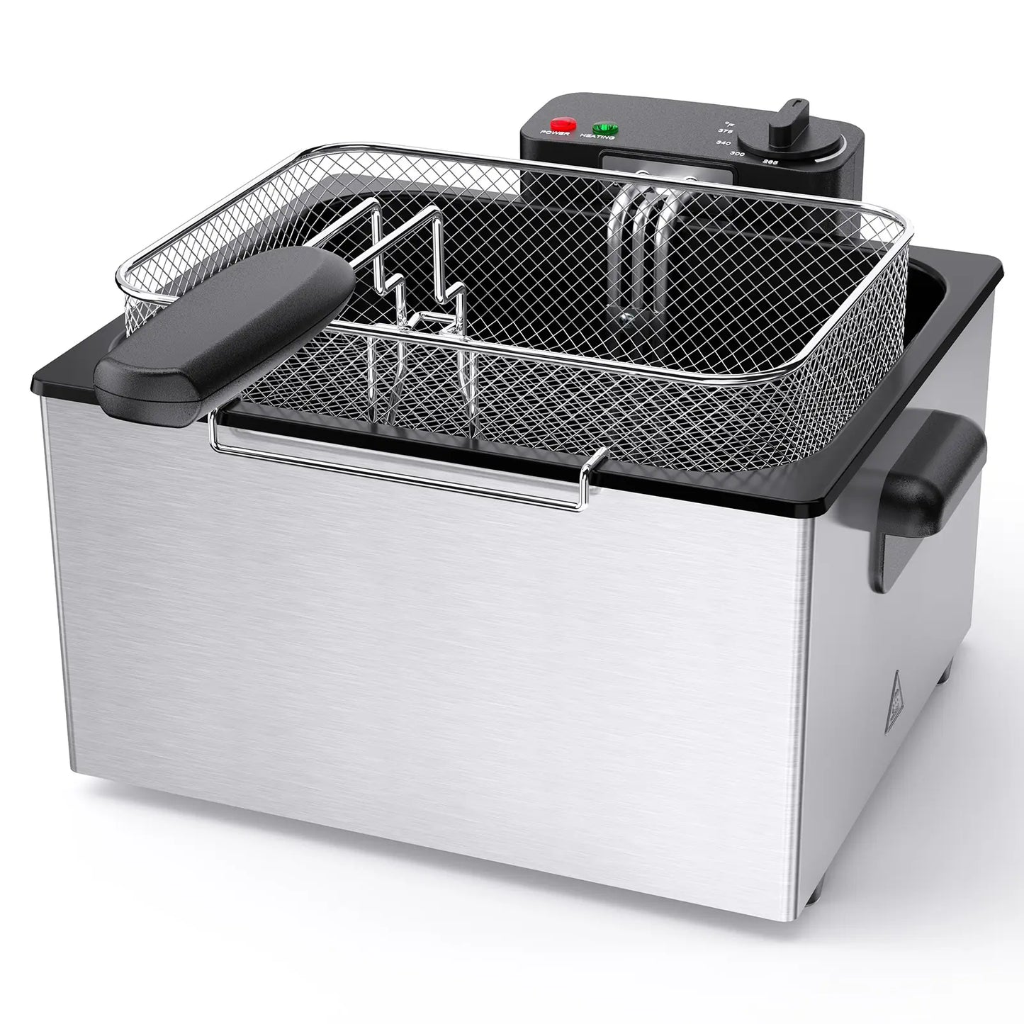 3/5L Professional Deep Fryer with 3 Baskets, 3/5L Large Capacity Electric Fryer for Home Use, 1800W Fast Heating 304 Stainless Steel Oil Fryer with Lid and View Window, Adjustable Temperature Control 265°F-375°F for French Fries, Chicken, Shrimp